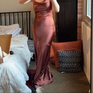 Revelry Kimora Cinnamon Rose Satin Dress